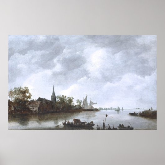 Het Uitzicht van de rivier met een Kerk van het Poster (Voorkant)