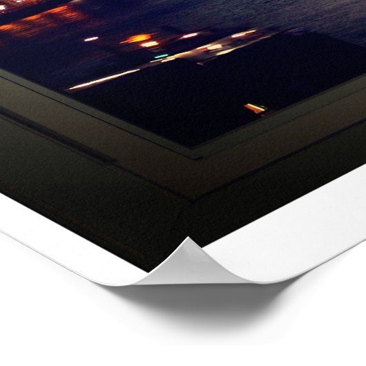 Het Uitzicht van de Stad van de nacht Fake Venster Poster (Hoek)