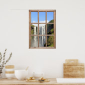 Het Uitzicht van de waterval van een Venster Poster (Keuken)