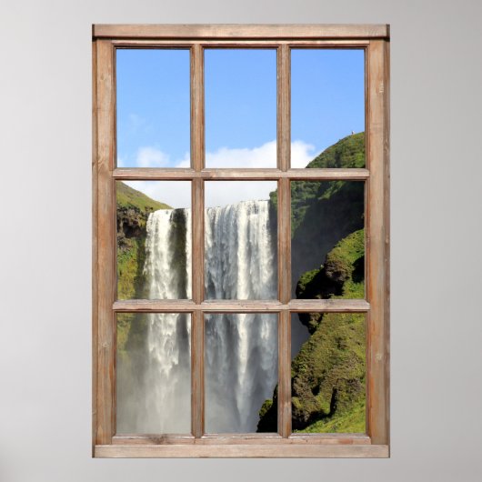Het Uitzicht van de waterval van een Venster Poster (Voorkant)