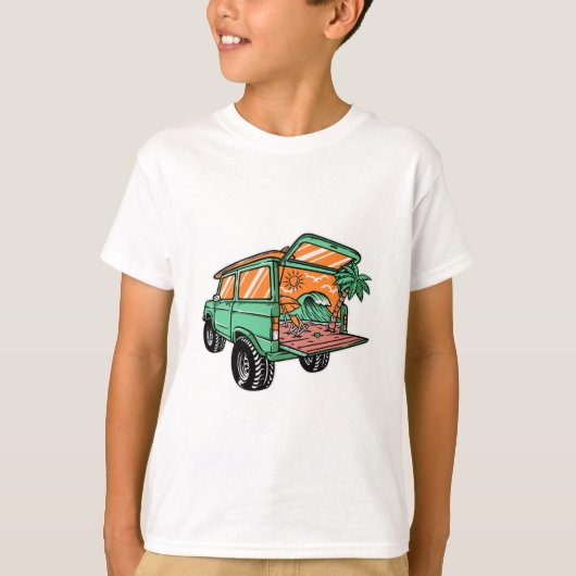 Het Uitzicht van het strand in de Illustrator van  T-shirt (Voorkant)