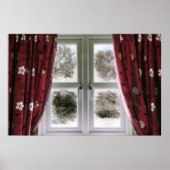 Het uitzicht van het venster aan een sneeuwscène poster (Voorkant)