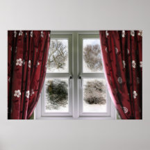 Het uitzicht van het venster aan een sneeuwscène