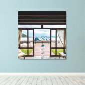 Het Uitzicht van het venster Positieve Woorden Ver Canvas Afdruk (Insitu (Houten vloer))