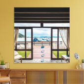 Het Uitzicht van het venster Positieve Woorden Ver Canvas Afdruk (Insitu (Woonkamer))