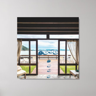 Het Uitzicht van het venster Positieve Woorden Ver Canvas Afdruk