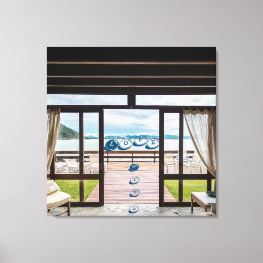 Het Uitzicht van het venster Positieve Woorden Ver Canvas Afdruk (Voorkant)