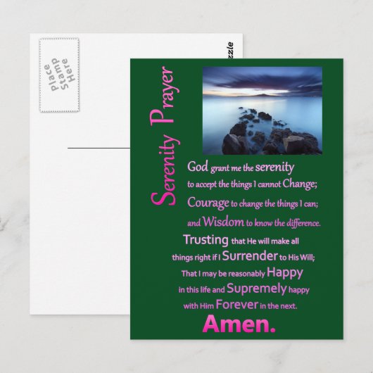 Het Uitzicht van het Zee Serenity Prayer Briefkaart (Voorkant / Achterkant)