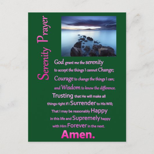 Het Uitzicht van het Zee Serenity Prayer Briefkaart (Voorkant)