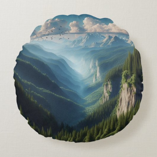 Het uitzicht van Hill Rond Kussen (Voorkant)