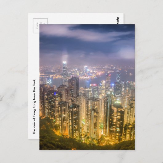 Het uitzicht van Hongkong uit de piek Briefkaart (Voorkant / Achterkant)