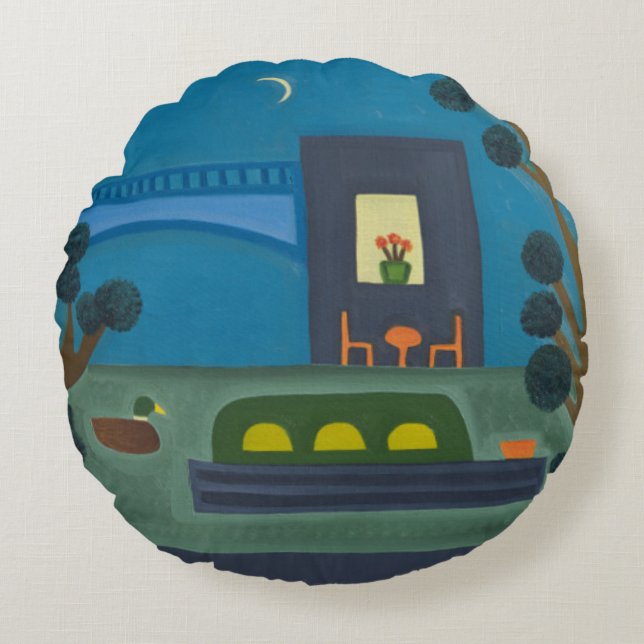 Het Uitzicht van mijn voormalige Studio 2011 Rond Kussen (Voorkant)