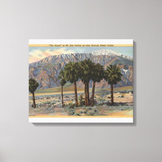 Het Uitzicht van San Jacinto Angel door Palm Trees Canvas Afdruk (Voorkant)