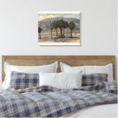 Het Uitzicht van San Jacinto Angel door Palm Trees Canvas Afdruk (Insitu (Slaapkamer))