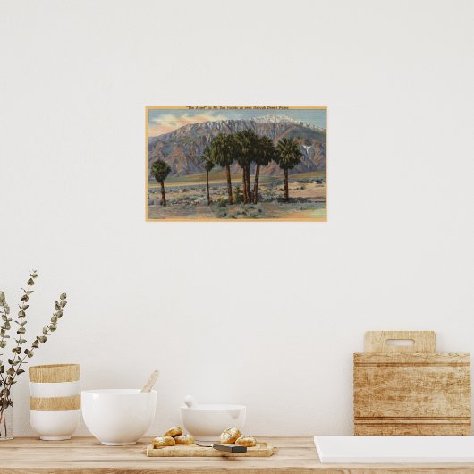 Het Uitzicht van San Jacinto Angel door Palm Trees Poster (Keuken)