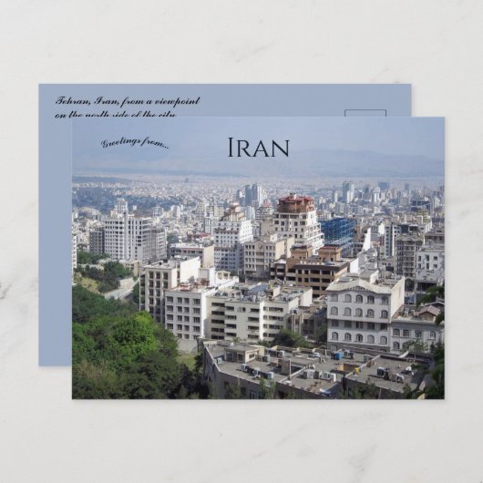 Het Uitzicht van Teheran Iran Briefkaart (Voorkant / Achterkant)
