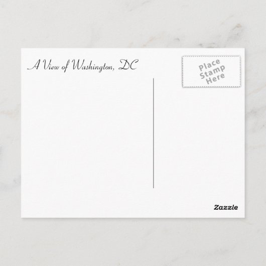 Het uitzicht van Washington, DC Briefkaart (Achterkant)