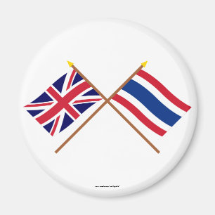 het UK en Thailand Gekruiste Vlaggen Magneet