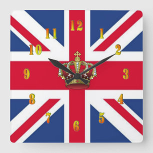 het UK Koningin Crown Wall Clock Vierkante Klok