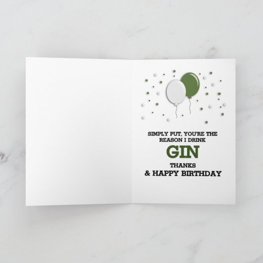Het ultieme sentimental Birthday Message (Gin) Kaart (Binnen)