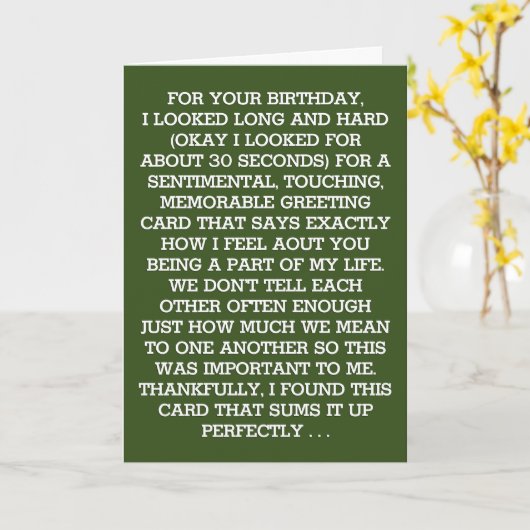 Het ultieme sentimental Birthday Message (Gin) Kaart (Gele Bloem)