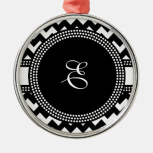 Het ultra Elegante Zwart-witte Monogram van de Metalen Ornament