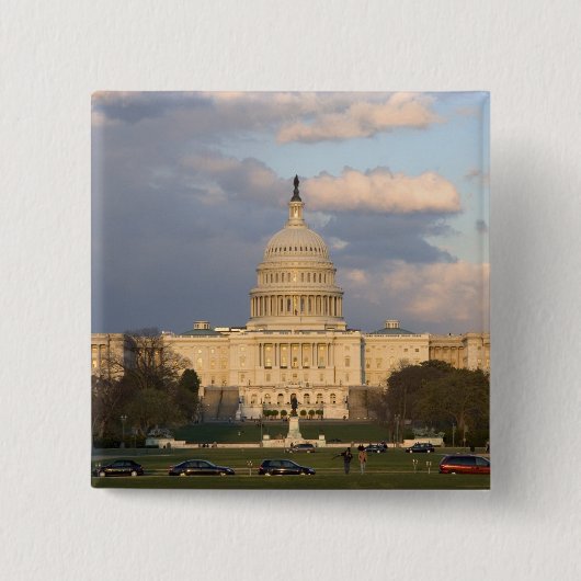 Het United States Capitol Building in Vierkante Button 5,1 Cm (Voorkant)