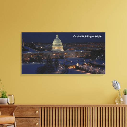 Het United States Capitol Building 's nachts Canvas Afdruk (Insitu (Woonkamer))