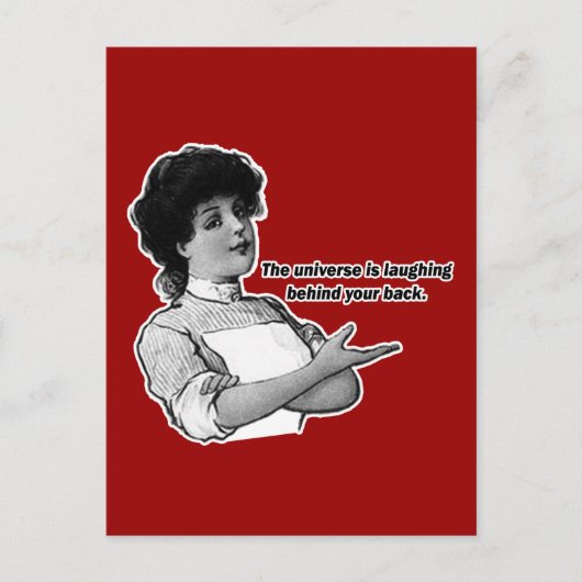 Het universum als je achter je rug lacht briefkaart (Voorkant)
