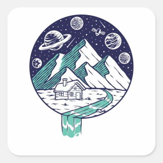 Het universum in mijn beker vierkante sticker (Voorkant)