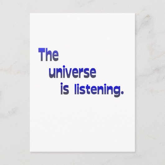 Het universum luistert briefkaart (Voorkant)