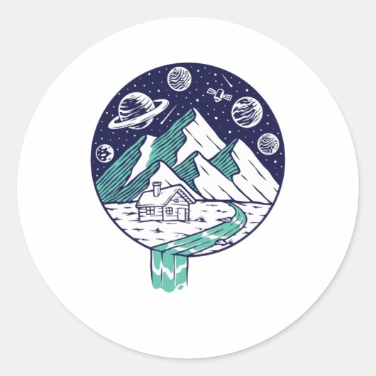 Het universum ronde sticker (Voorkant)