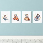 Het universum van de kleine astronaut muurkunst sets (Houten vloer)