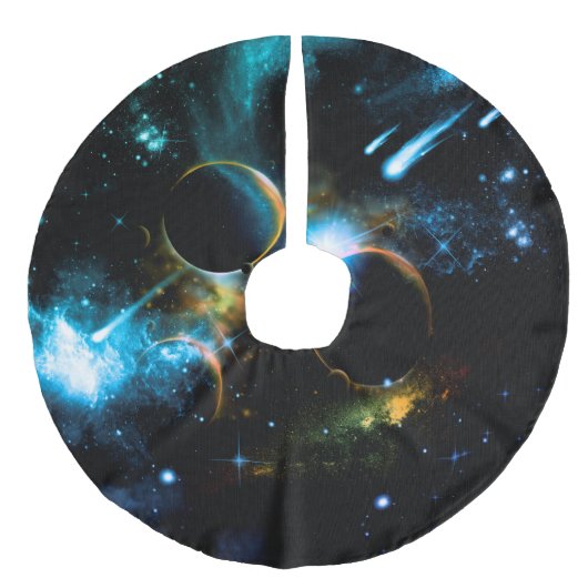Het universum van planeten imitatie linnen kerstboom kleed (Voorkant)