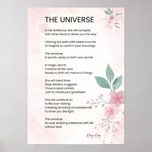 Het Universum - Verheffende Empowerment Gedicht Poster (Voorkant)