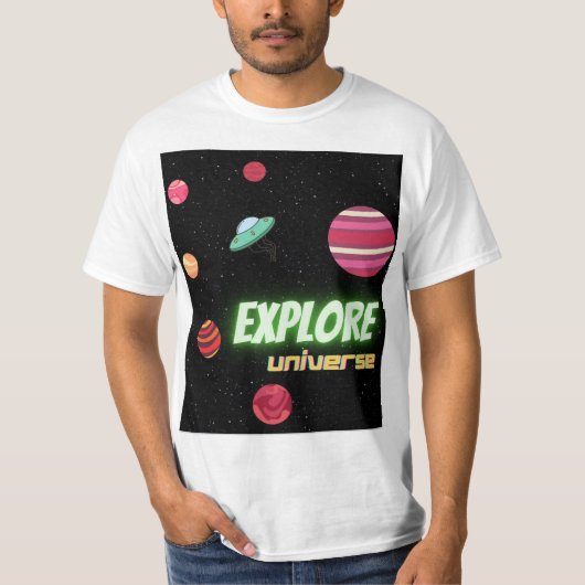 het universum verkennen t-shirt (Voorkant)