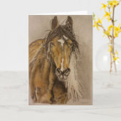 Het "Untamed" wilde Wenskaart van de mustangmerrie Kaart (Gele Bloem)