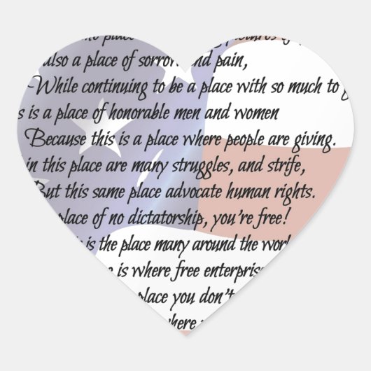 Het USA Flag Poetry Art Poster Hart Sticker (Voorkant)