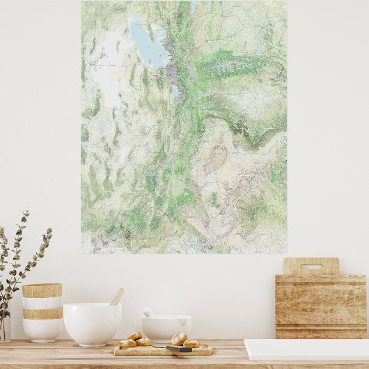 Het Utah-landschap (kaart) Poster (Keuken)