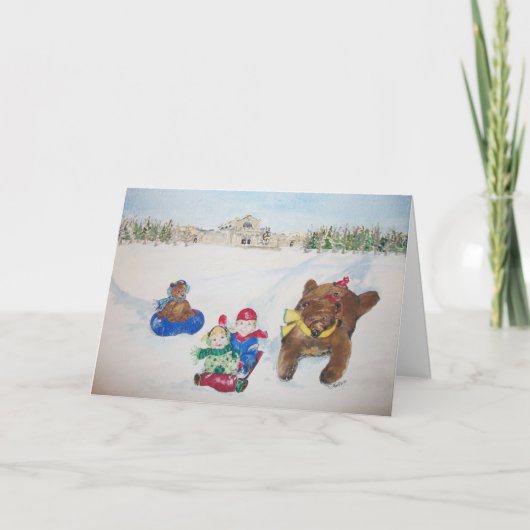 Het vakantie op de Kerstkaart van de Heuvel van de Feestdagen Kaart (Voorkant)