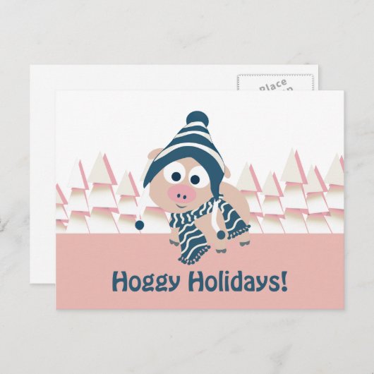 Het Vakantie van Hoggy! Het leuke Varken van de Feestdagenkaart (Voorkant / Achterkant)