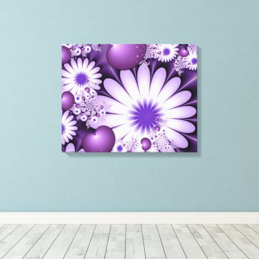 Het vallen in de Abstracte Bloemen van de Liefde & Canvas Afdruk (Insitu (Houten vloer))