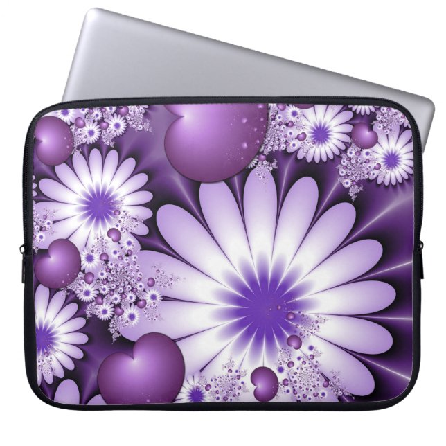 Het vallen in de Abstracte Bloemen van de Liefde & Laptop Sleeve (Voorkant)