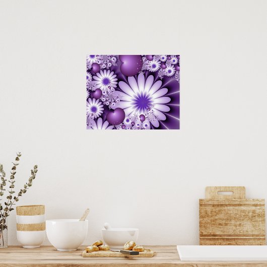 Het vallen in de Abstracte Bloemen van de Liefde & Poster (Keuken)