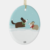 Het vallen in de sneeuw keramisch ornament (Rechts)