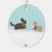 Het vallen in de sneeuw keramisch ornament (Links)