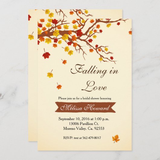 Het vallen in de Uitnodiging van de Bridal van de  (Voorkant / Achterkant)