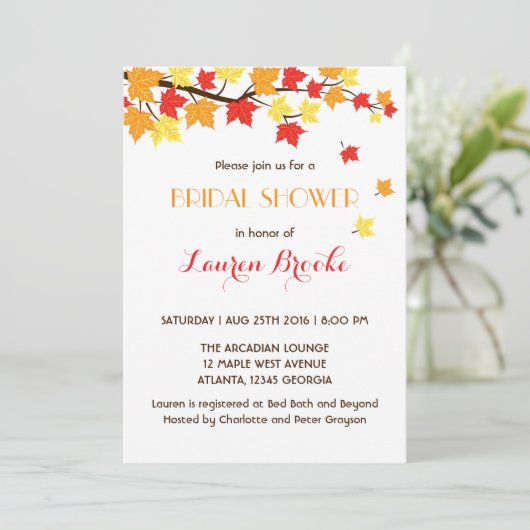 Het vallen Maple verliest de Autumn Uitnodiging Wi (Staand voorkant)