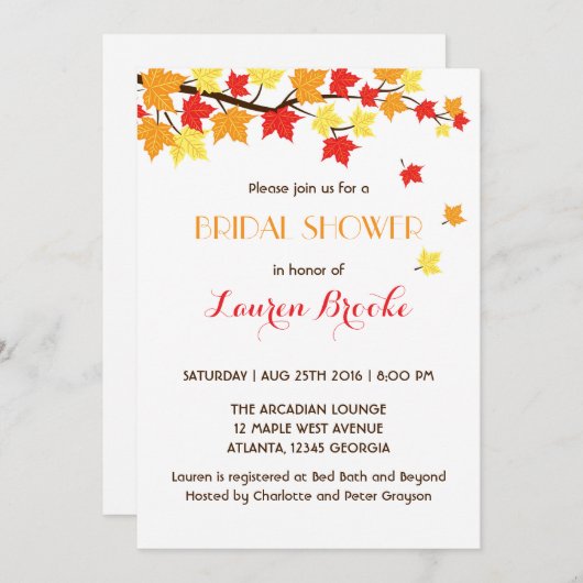 Het vallen Maple verliest de Autumn Uitnodiging Wi (Voorkant / Achterkant)