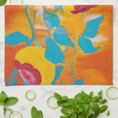 Het vallen Persimmons in Geel Theedoek (Gevouwen)